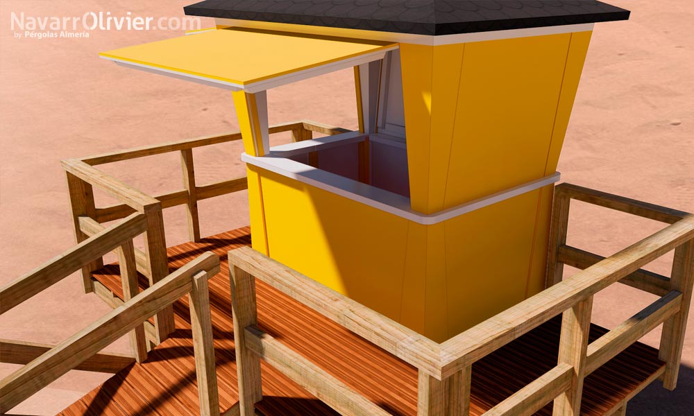 Caseta de madera personalizada para vigilancia de playas